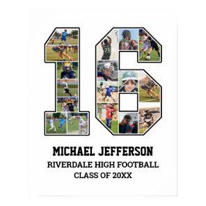 Player Number 16 Senior Sports Team Photo Collage Poster