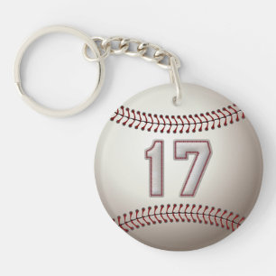 Player Number 17 - Cool Baseball Stitches Keychain