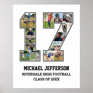 Player Number 17 Senior Sports Team Photo Collage Poster
