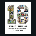 Player Number 18 Senior Sports Team Photo Collage Poster<br><div class="desc">Personalized photo collage for player number 18. This customizable photo gift is perfect for senior night, sports award banquet or birthday gift for your athlete son, daughter or student. It's a great way to display precious moments and memories from their sports games. The poster features a collage of photos, and...</div>