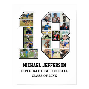 Player Number 18 Senior Sports Team Photo Collage Poster