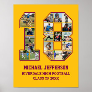 Player Number 18 Senior Sports Team Photo Collage Poster