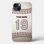 Player Number 19 - Cool Baseball Stitches Look Iphone 13 Case at Zazzle