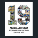 Player Number 19 Senior Sports Team Photo Collage Poster<br><div class="desc">Personalized photo collage for player number 18. This customizable photo gift is perfect for senior night, sports award banquet or birthday gift for your athlete son, daughter or student. It's a great way to display precious moments and memories from their sports games. The poster features a collage of photos, and...</div>