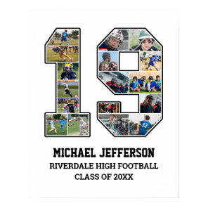 Player Number 19 Senior Sports Team Photo Collage Poster