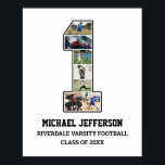 Player Number 1 Senior Sports Team Photo Collage Poster<br><div class="desc">Personalized photo collage for player number 1. This customizable photo gift is perfect for senior night, sports award banquet or birthday gift for your athlete son, daughter or student. It's a great way to display precious moments and memories from their sports games. The poster features a collage of photos, and...</div>
