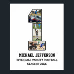 Player Number 1 Senior Sports Team Photo Collage Poster<br><div class="desc">Personalized photo collage for player number 1. This customizable photo gift is perfect for senior night, sports award banquet or birthday gift for your athlete son, daughter or student. It's a great way to display precious moments and memories from their sports games. The poster features a collage of photos, and...</div>
