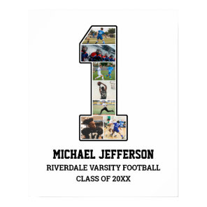 Player Number 1 Senior Sports Team Photo Collage Poster