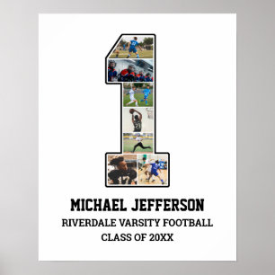 Player Number 1 Senior Sports Team Photo Collage Poster