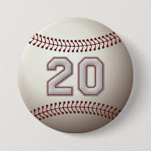 Player Number 20 - Cool Baseball Stitches Pins