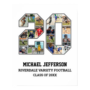 Player Number 20 Senior Sports Team Photo Collage Poster