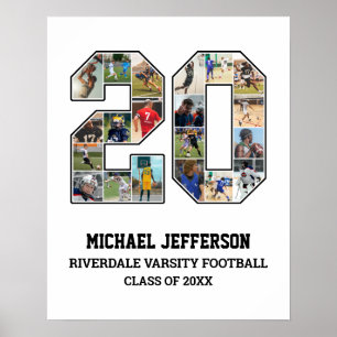 Player Number 20 Senior Sports Team Photo Collage Poster