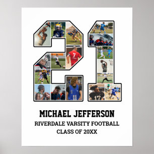 Player Number 21 Senior Sports Team Photo Collage Poster