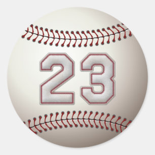 Player Number 23 - Cool Baseball Stitches Classic Round Sticker