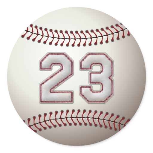 Player Number 23 - Cool Baseball Stitches Round Sticker | Zazzle