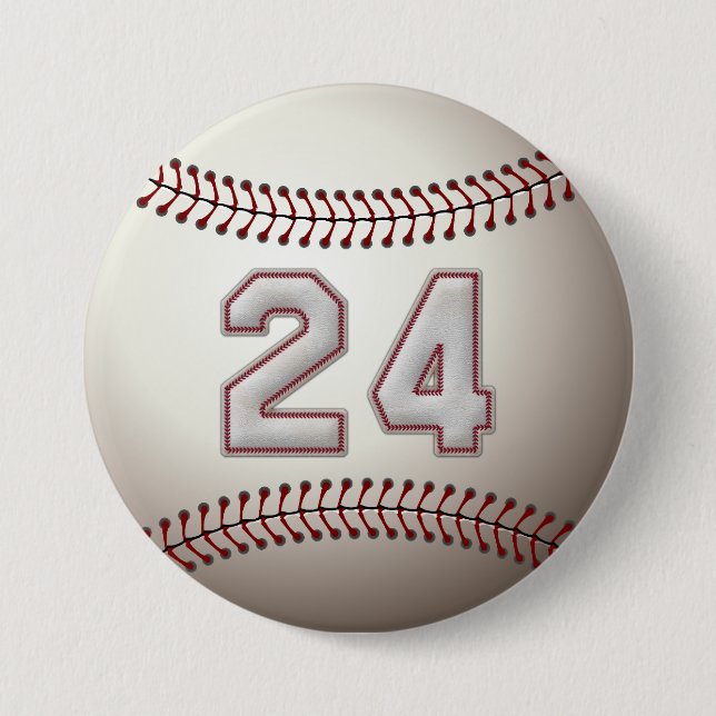 Player Number 24 - Cool Baseball Stitches Pins (Front)