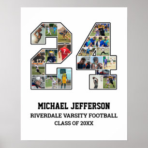 Player Number 24 Senior Sports Team Photo Collage Poster