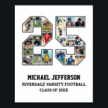 Player Number 25 Senior Sports Team Photo Collage Poster<br><div class="desc">Personalized photo collage for player number 25. This customizable photo gift is perfect for senior night, sports award banquet or birthday gift for your athlete son, daughter or student. It's a great way to display precious moments and memories from their sports games. The poster features a collage of photos, and...</div>