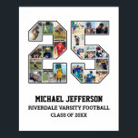 Player Number 25 Senior Sports Team Photo Collage Poster<br><div class="desc">Personalized photo collage for player number 25. This customizable photo gift is perfect for senior night, sports award banquet or birthday gift for your athlete son, daughter or student. It's a great way to display precious moments and memories from their sports games. The poster features a collage of photos, and...</div>