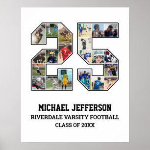 Player Number 25 Senior Sports Team Photo Collage Poster