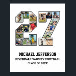 Player Number 27 Senior Sports Team Photo Collage Poster<br><div class="desc">Personalized photo collage for player number 27. This customizable photo gift is perfect for senior night, sports award banquet or birthday gift for your athlete son, daughter or student. It's a great way to display precious moments and memories from their sports games. The poster features a collage of photos, and...</div>