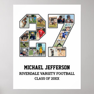 Player Number 27 Senior Sports Team Photo Collage Poster