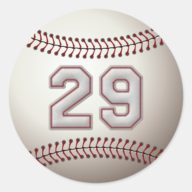 Player Number 29 - Cool Baseball Stitches Classic Round Sticker (Front)