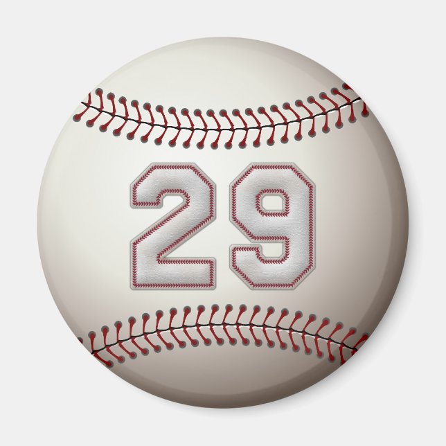 Player Number 29 - Cool Baseball Stitches Magnet (Front)