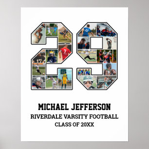 Player Number 29 Senior Sports Team Photo Collage Poster