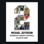 Player Number 2 Senior Sports Team Photo Collage Poster<br><div class="desc">Personalized photo collage for player number 2. This customizable photo gift is perfect for senior night, sports award banquet or birthday gift for your athlete son, daughter or student. It's a great way to display precious moments and memories from their sports games. The poster features a collage of photos, and...</div>