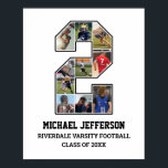 Player Number 2 Senior Sports Team Photo Collage Poster<br><div class="desc">Personalized photo collage for player number 2. This customizable photo gift is perfect for senior night, sports award banquet or birthday gift for your athlete son, daughter or student. It's a great way to display precious moments and memories from their sports games. The poster features a collage of photos, and...</div>