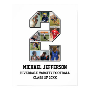Player Number 2 Senior Sports Team Photo Collage Poster