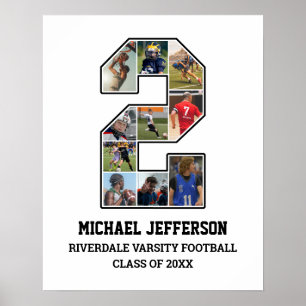 Player Number 2 Senior Sports Team Photo Collage Poster