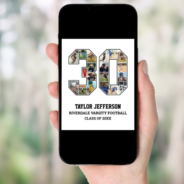 Player Number 30 Senior Sports Team Photo Collage Poster (Front Digital)