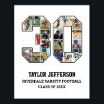 Player Number 30 Senior Sports Team Photo Collage Poster<br><div class="desc">Personalized photo collage for player number 30. This customizable photo gift is perfect for senior night, sports award banquet or birthday gift for your athlete son, daughter or student. It's a great way to display precious moments and memories from their sports games. The poster features a collage of photos, and...</div>