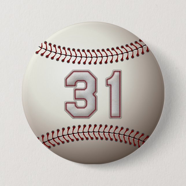 Player Number 31 - Cool Baseball Stitches Pins (Front)