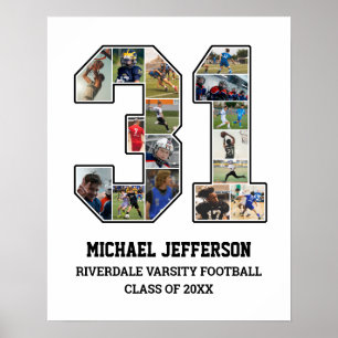 Player Number 31 Senior Sports Team Photo Collage Poster