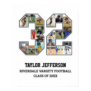 Player Number 32 Senior Sports Team Photo Collage Poster