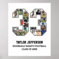 Player Number 33 Senior Sports Team Photo Collage