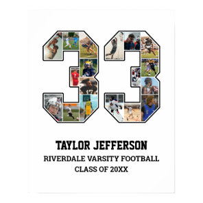 Player Number 33 Senior Sports Team Photo Collage Poster