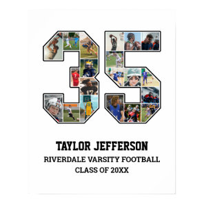 Player Number 35 Senior Sports Team Photo Collage Poster