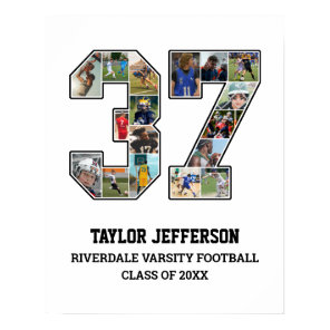 Player Number 37 Senior Sports Team Photo Collage Poster