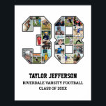 Player Number 38 Senior Sports Team Photo Collage Poster<br><div class="desc">Personalized photo collage for player number 38. This customizable photo gift is perfect for senior night, sports award banquet or birthday gift for your athlete son, daughter or student. It's a great way to display precious moments and memories from their sports games. The poster features a collage of photos, and...</div>
