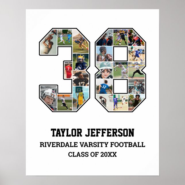 Player Number 38 Senior Sports Team Photo Collage Poster (Front)