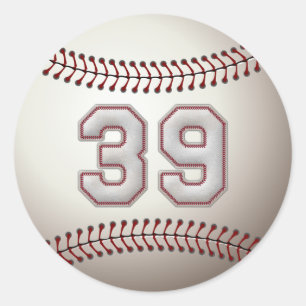 Player Number 39 - Cool Baseball Stitches Classic Round Sticker