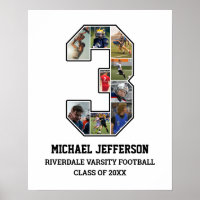 Player Number 3 Senior Sports Team Photo Collage