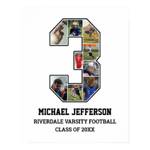Player Number 3 Senior Sports Team Photo Collage Poster