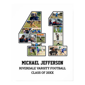 Player Number 41 Senior Sports Team Photo Collage Poster