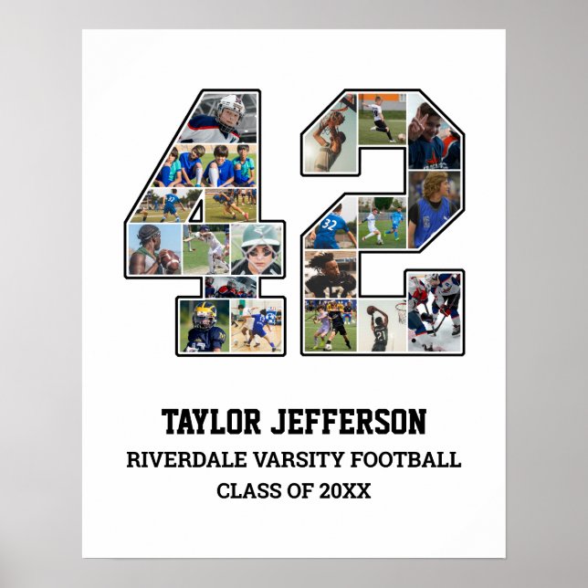 Player Number 42 Senior Sports Team Photo Collage Poster (Front)