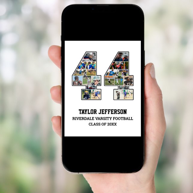 Player Number 44 Senior Sports Team Photo Collage Poster (Front Digital)